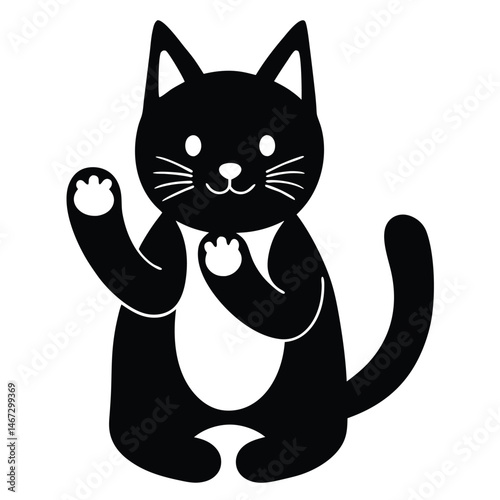 Adorable Black Cat Illustration  A Cute Cartoon Kitty Graphic