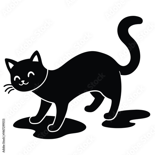 Adorable Black Cat Silhouette Illustration