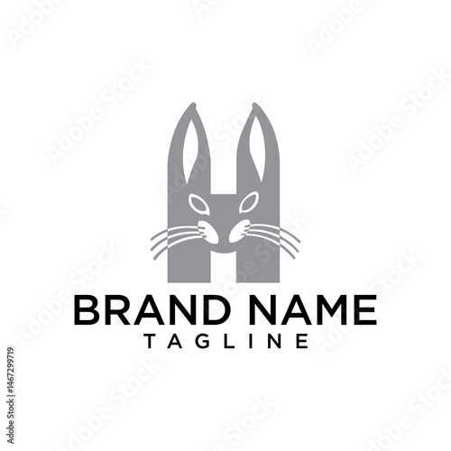 Creative H letter design with rabbit face element, symbolizing agility and innovation.