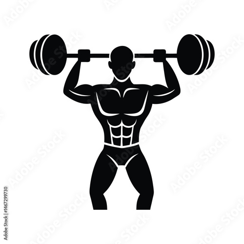 A bodybuilder icon lifting weights vector silhouette