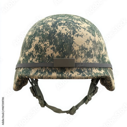 Military helmet isolated on white background for protection and tactical use