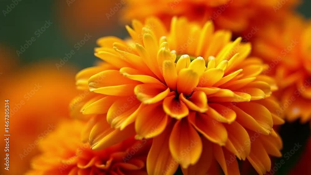 Vibrant orange dahlia flowers in full bloom, creating a captivating floral display