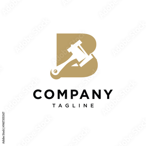 Letter B Auction Logo Icon Vector