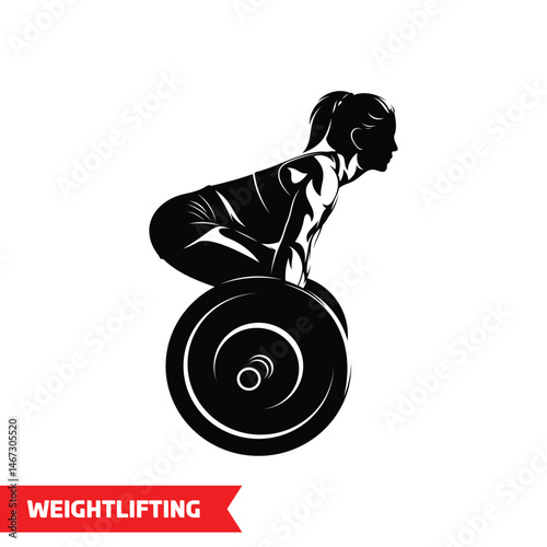 Vector illustration of a silhouette of a female athlete doing weightlifting