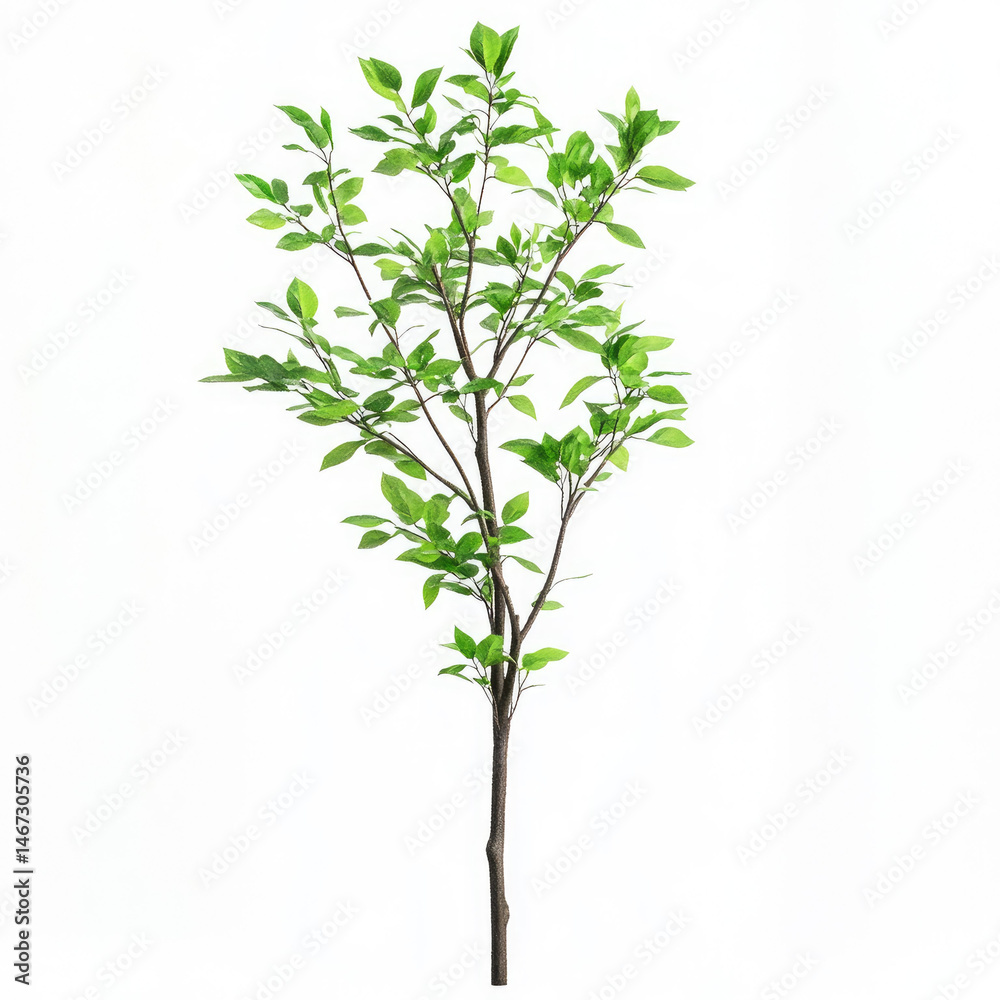 Naklejka premium Young tree with vibrant green leaves showcasing natural beauty