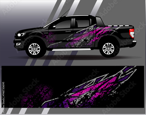 Car wrap design vector. Graphic abstract stripe racing background designs for vehicle, rally, race, adventure and car racing livery