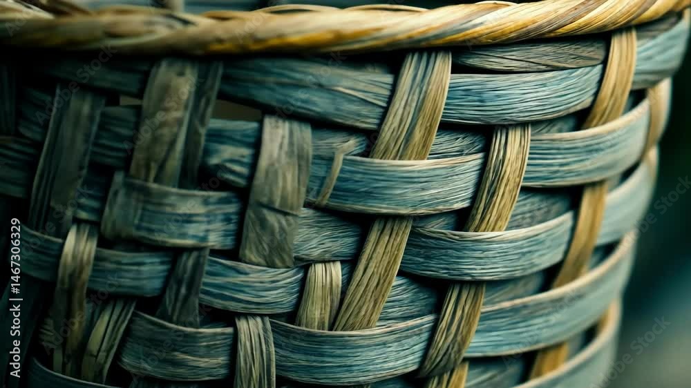 Close-up of a woven wicker basket texture