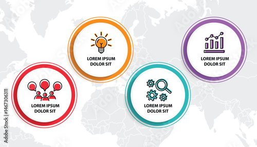 Infographic template with icons and 4 options or 4 steps. Can be used for workflow layout, diagram, timeline, banner, webdesign, business report, presentation. Vector illustration.