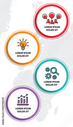 Infographic template with icons and 4 options or 4 steps. Can be used for workflow layout, diagram, timeline, banner, webdesign, business report, presentation. Vector illustration.