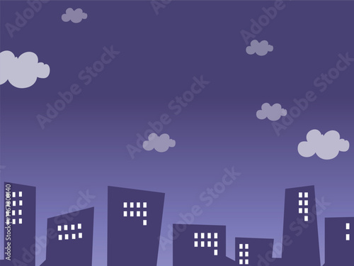 Hand drawn cartoon city silhouette vector background