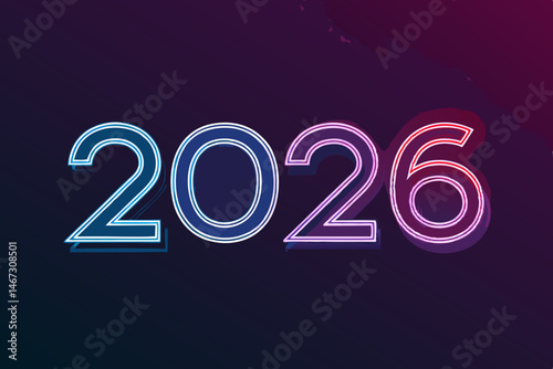 Design a bold, futuristic 2026 typography piece featuring glowing lines, conveying technological advancement and a sense of optimistic progress.