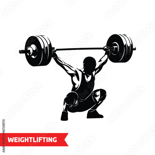 Vector illustration of a silhouette of a male athlete doing weightlifting