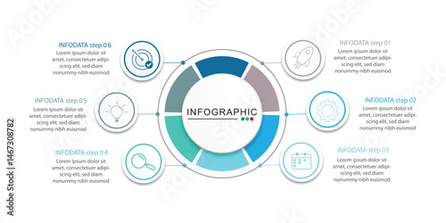vector illustration design template whit 6 option or steps,