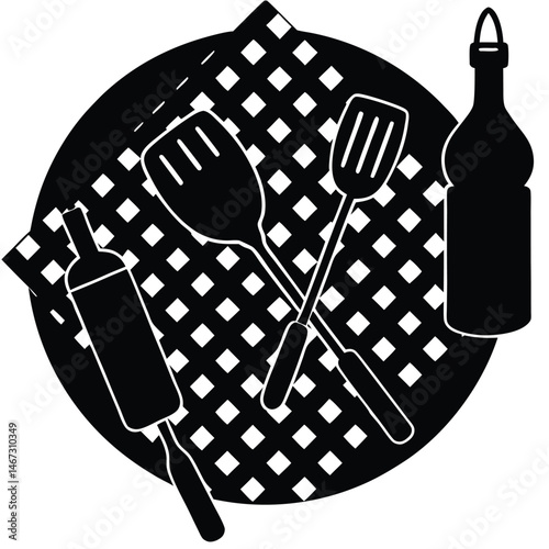 Kitchen Utensils and Cooking Tools A Black and White Illustration