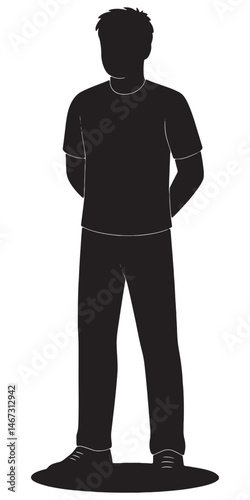 Standing silhouette of a person in casual attire for design and creative projects resource