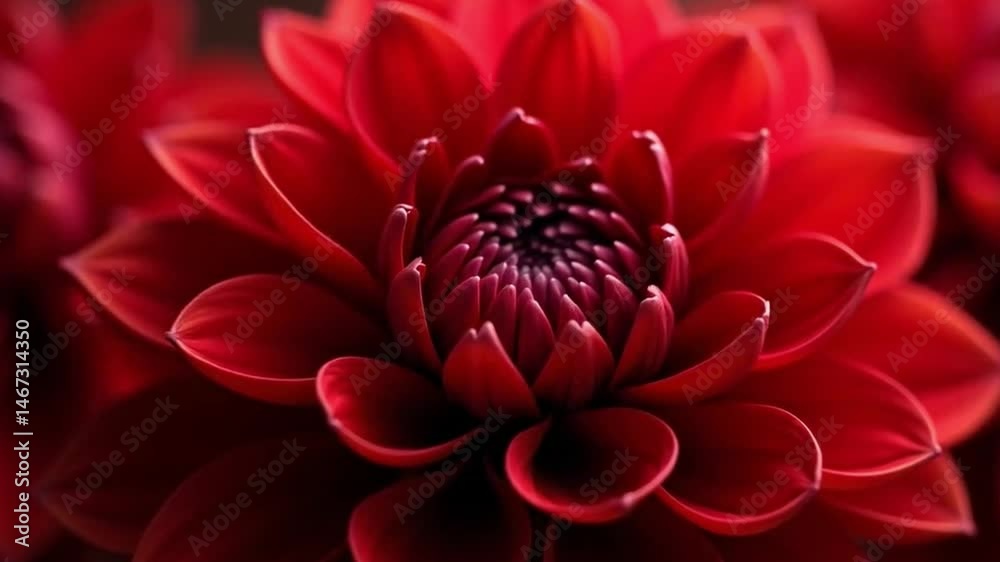 Macro Exploration of a Deep Red Dahlia Bloom with Intricate Petal Design Macro Exploration of a Deep Red Dahlia Bloom with Intricate Petal Design