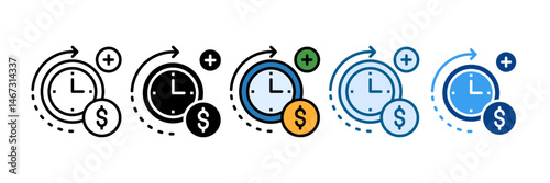 Overtime Icon Set Multiple Style Collection