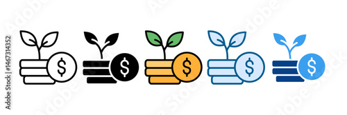 Microfinance Icon Set Multiple Style Collection