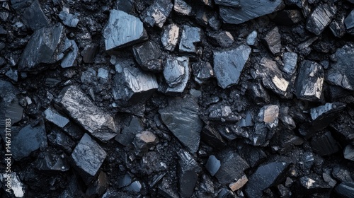 Wallpaper Mural Coal background. Close-up view of a pile of irregularly shaped coal pieces with rough texture and shiny surfaces Torontodigital.ca
