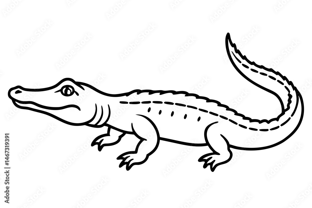 Fototapeta premium Wild Crocodile Vector Sketch