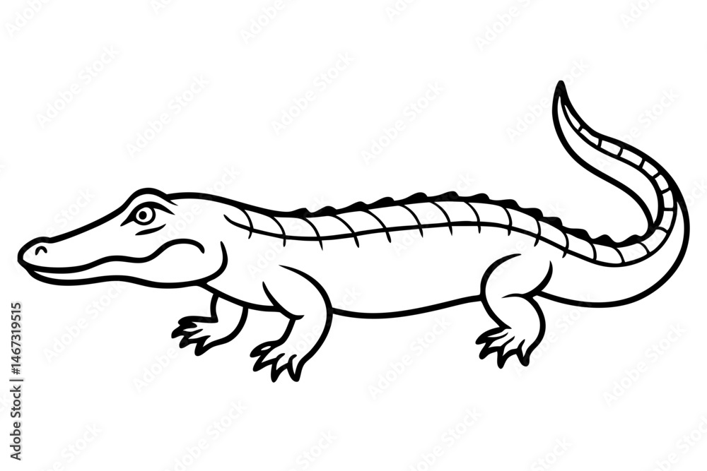 Fototapeta premium Wild Crocodile Vector Sketch