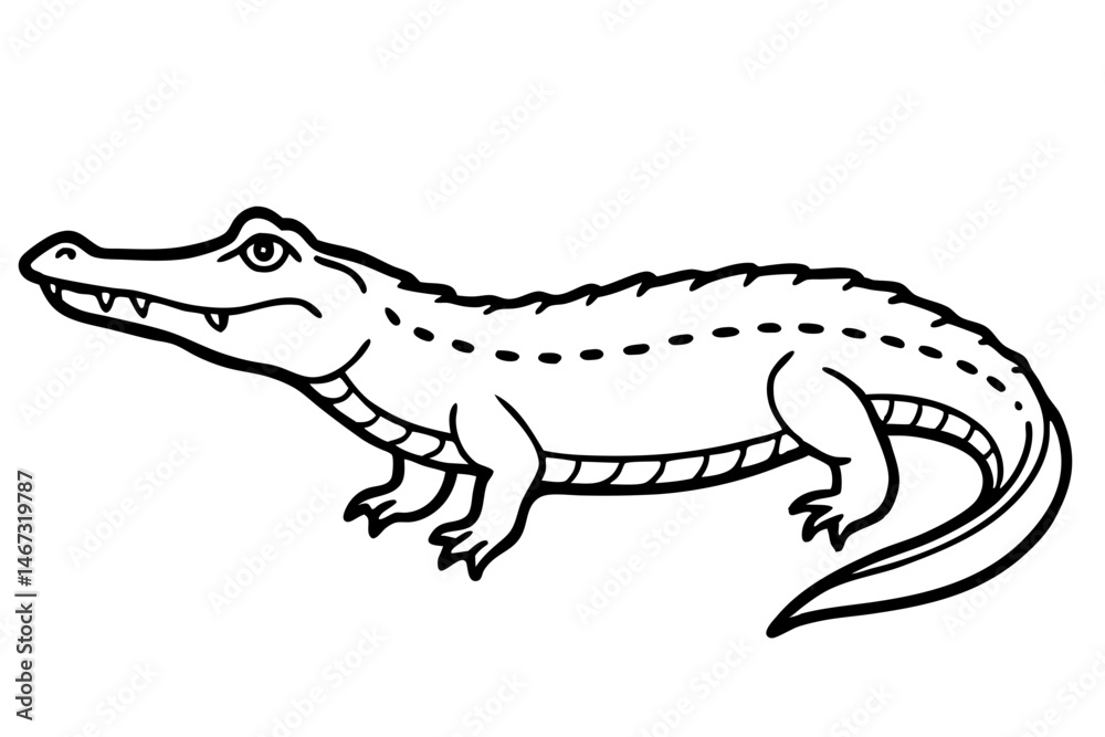 Fototapeta premium Wild Crocodile Vector Sketch