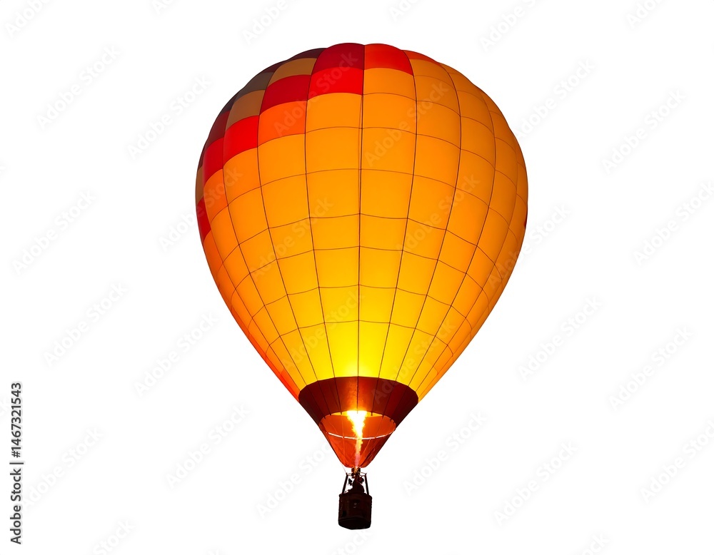 Fototapeta premium Glowing Orange Hot Air Balloon Against White Background