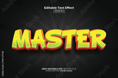3D Editable "MASTER" Text Effect Vector Graphic