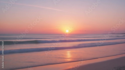 Sunset at the beach captured in a blurry photograph