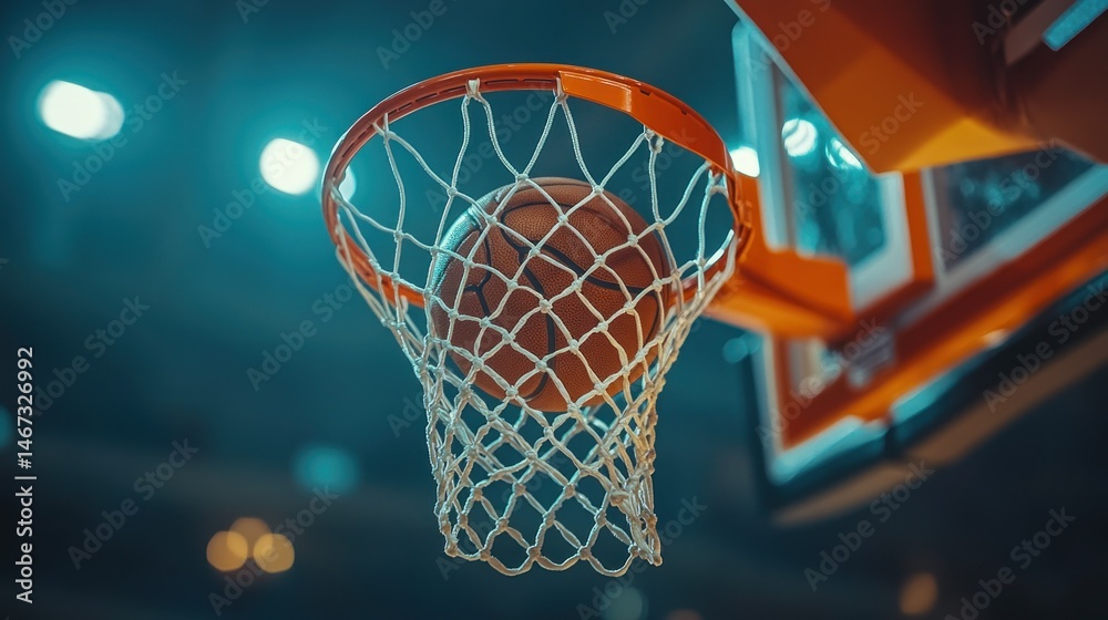 Basketball in the hoop Basketball in the hoop