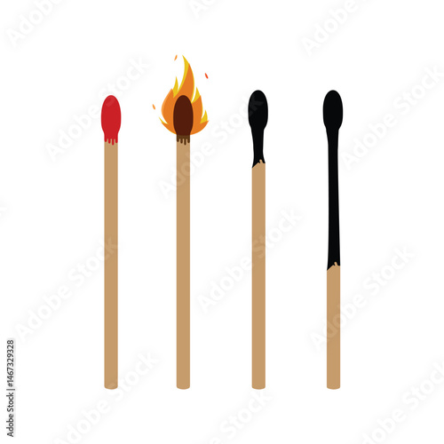 Burning Match Icon Set Vector Design.