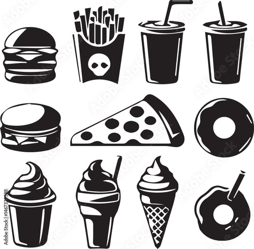 Fast Food Vector Silhouette