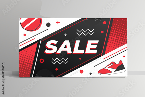 Design a modern sale banner vector featuring bold typography and vibrant color gradients, ideal for online advertising.