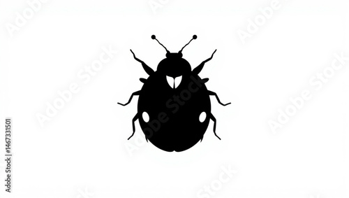 Silhouette of a ladybug with spots and antennae on a white background in a simple vector graphic created with generated ai