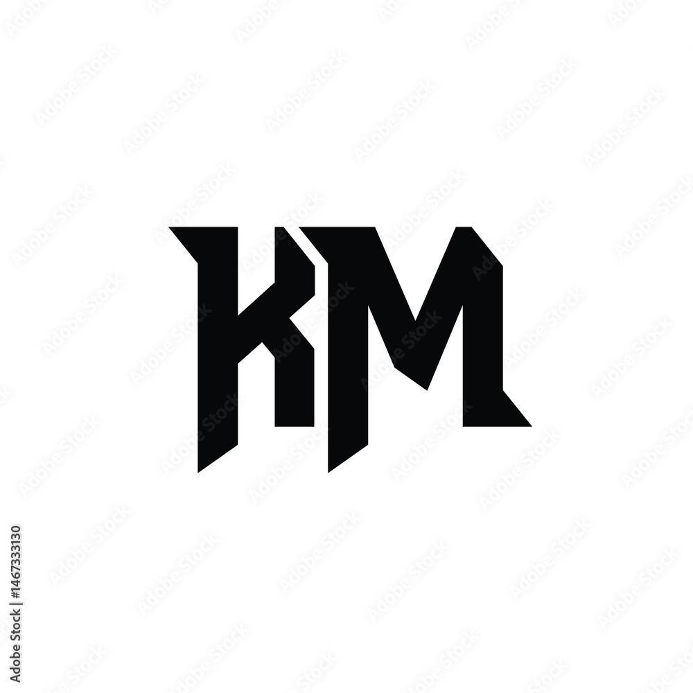 Obraz premium KM monogram logo design letter text name symbol monochrome logotype alphabet character simple logo