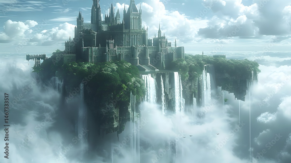 Fototapeta premium A breathtaking gothic castle covered in snow icicle 