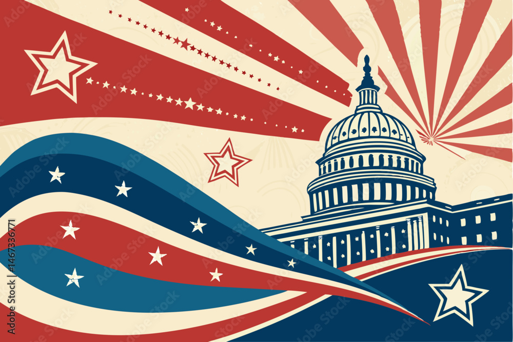 Ταπετσαρία Create a vibrant, impactful vector background for a political campaign pamphlet, featuring bold geometric shapes and a patriotic color scheme