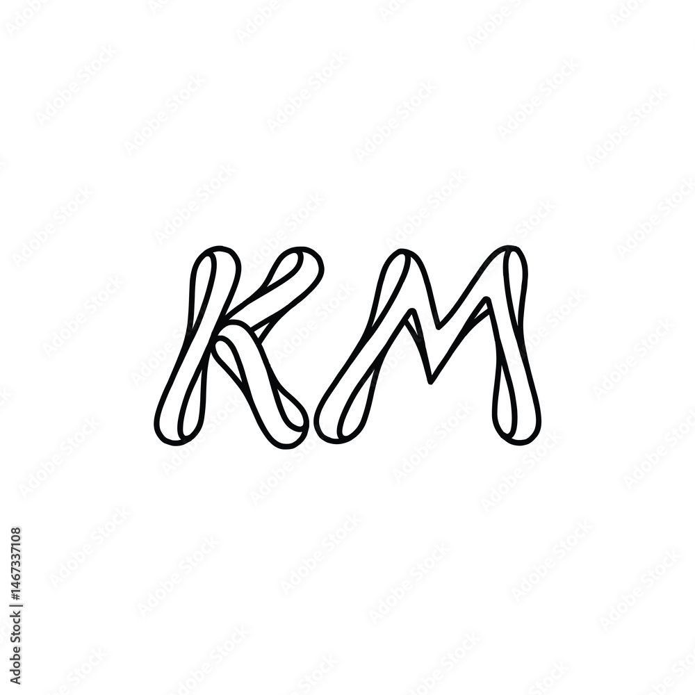 Fototapeta premium KM monogram logo design letter text name symbol monochrome logotype alphabet character simple logo