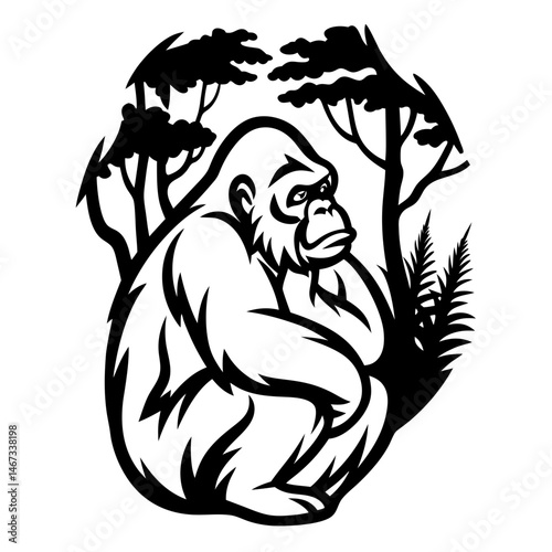 Wallpaper Mural black gorilla silhouette  Torontodigital.ca