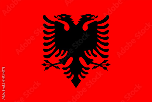 The flag of Albania. Flag icon. Standard color. Vector illustration.