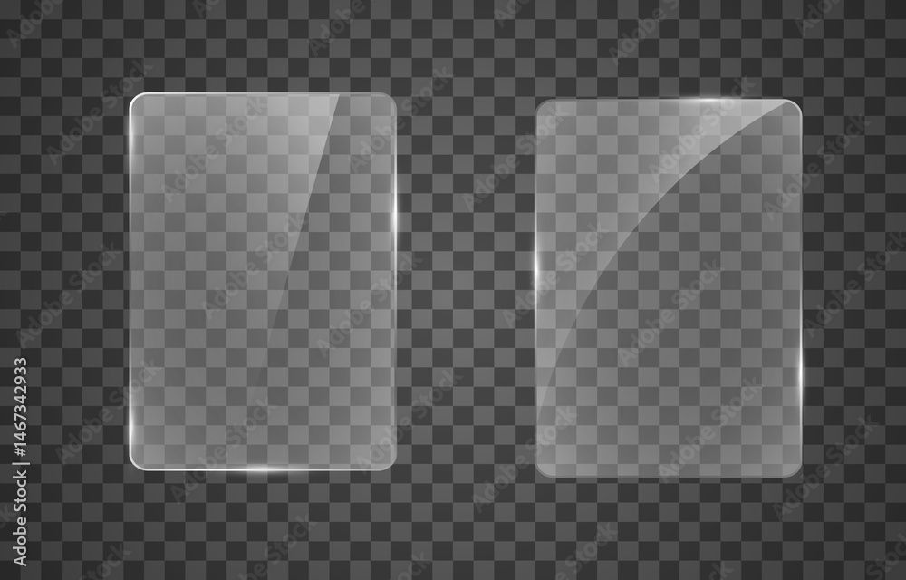 custom made wallpaper toronto digitalSet of realistic glossy plate with glare, vector png. Glass plate acrylic texture and glass effect.