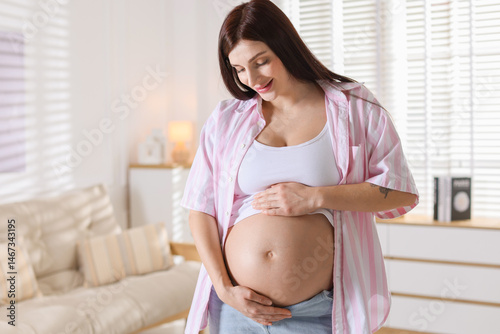 Beautiful pregnant woman with cute belly at home Free Download Beautiful pregnant woman with cute belly at home - GFXLoad