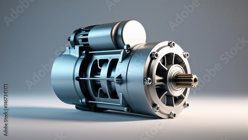Photorealistic image of a starter motor on a racetrack