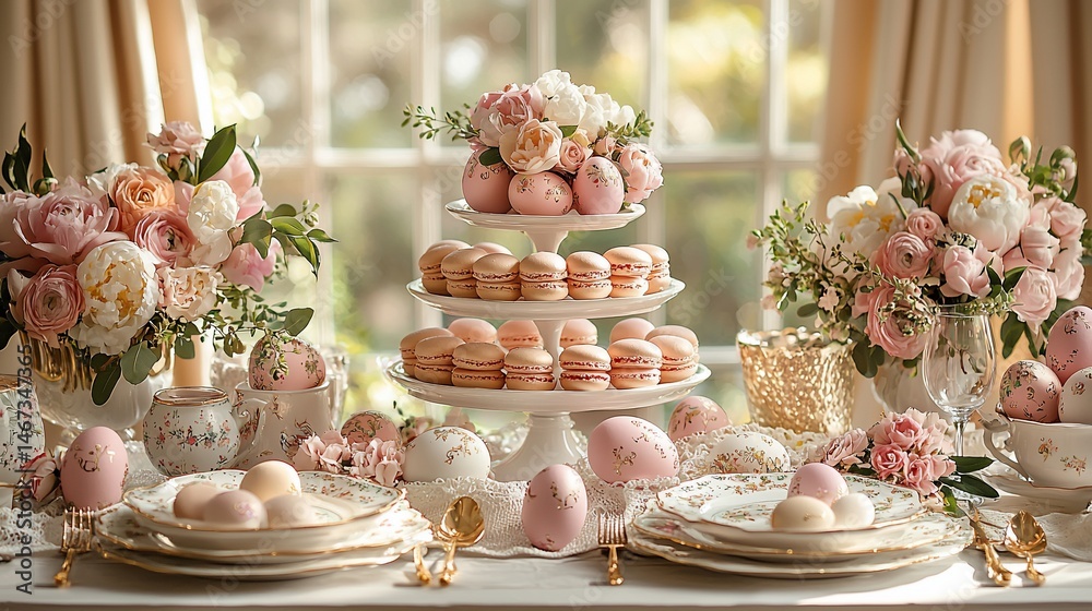 custom made wallpaper toronto digitalPastel Easter table setting with flowers and eggs