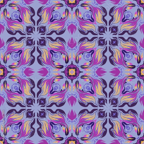 seamless floral from fish hand drawn design.pattern
