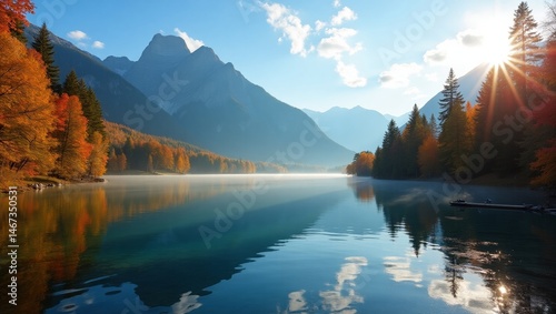 Lake Sunrise Over Bavarian Alps Wilderness