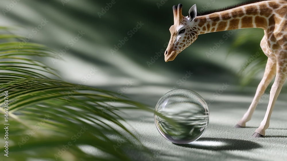 Obraz premium Giraffe and Orb in a Lush Setting