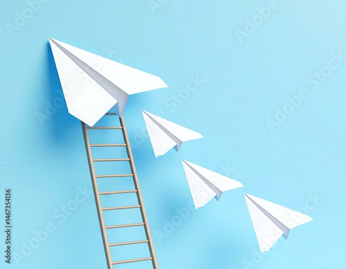 Paper Airplanes, Ladder to Success, Achievement, Flight, Goals, Ambition, Progress, Dreams, Aspirati