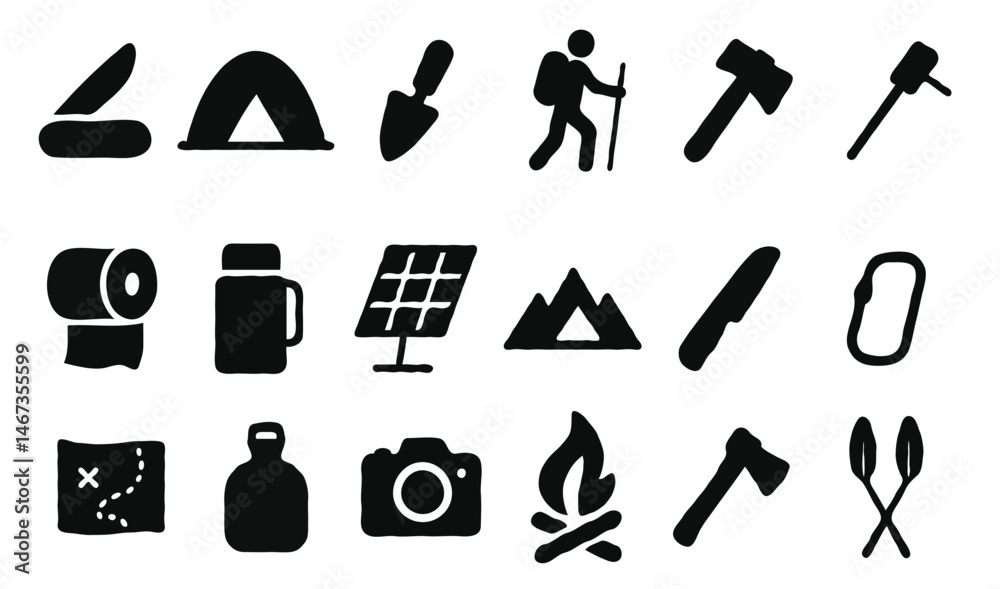 Obraz premium camping icon set 