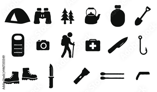 camping icon set 